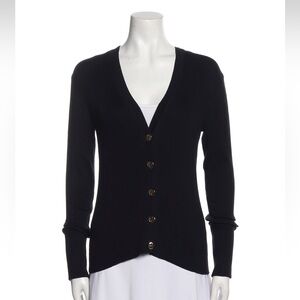Tory Burch Shrunken Simone cardigan in navy + Tory Burch dust bag